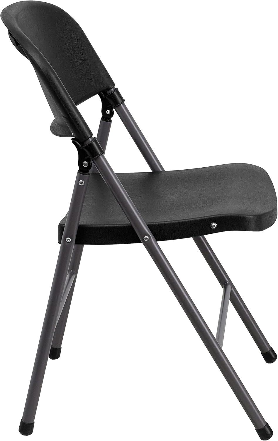 imageFlash Furniture Hercules Series Plastic Folding Chairs Lightweight Commercial Event Chairs with 330lb Static Weight Capacity Set of 4 WhiteBlackCharcoal Frame