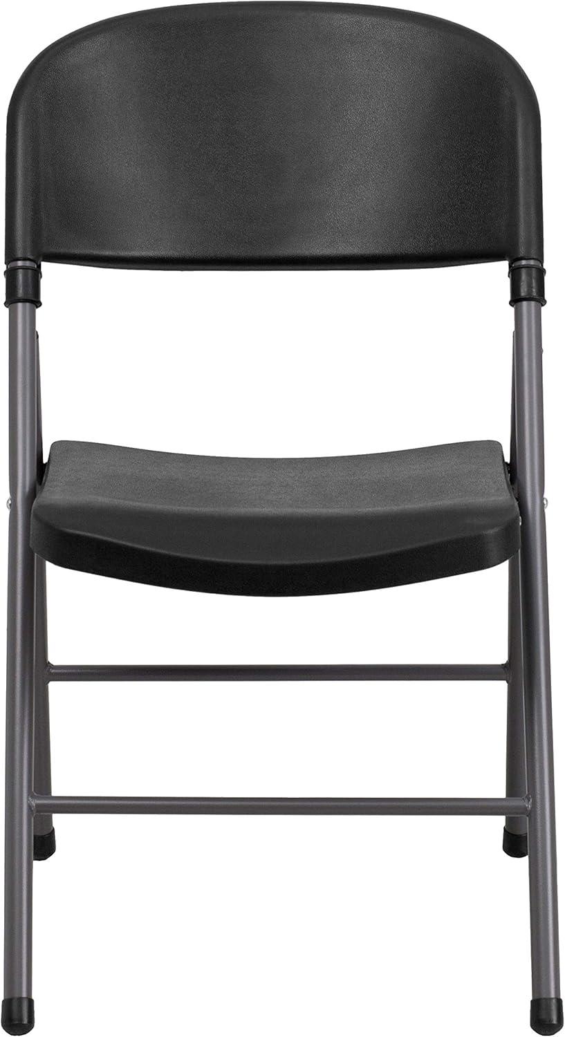 imageFlash Furniture Hercules Series Plastic Folding Chairs Lightweight Commercial Event Chairs with 330lb Static Weight Capacity Set of 4 WhiteBlackCharcoal Frame