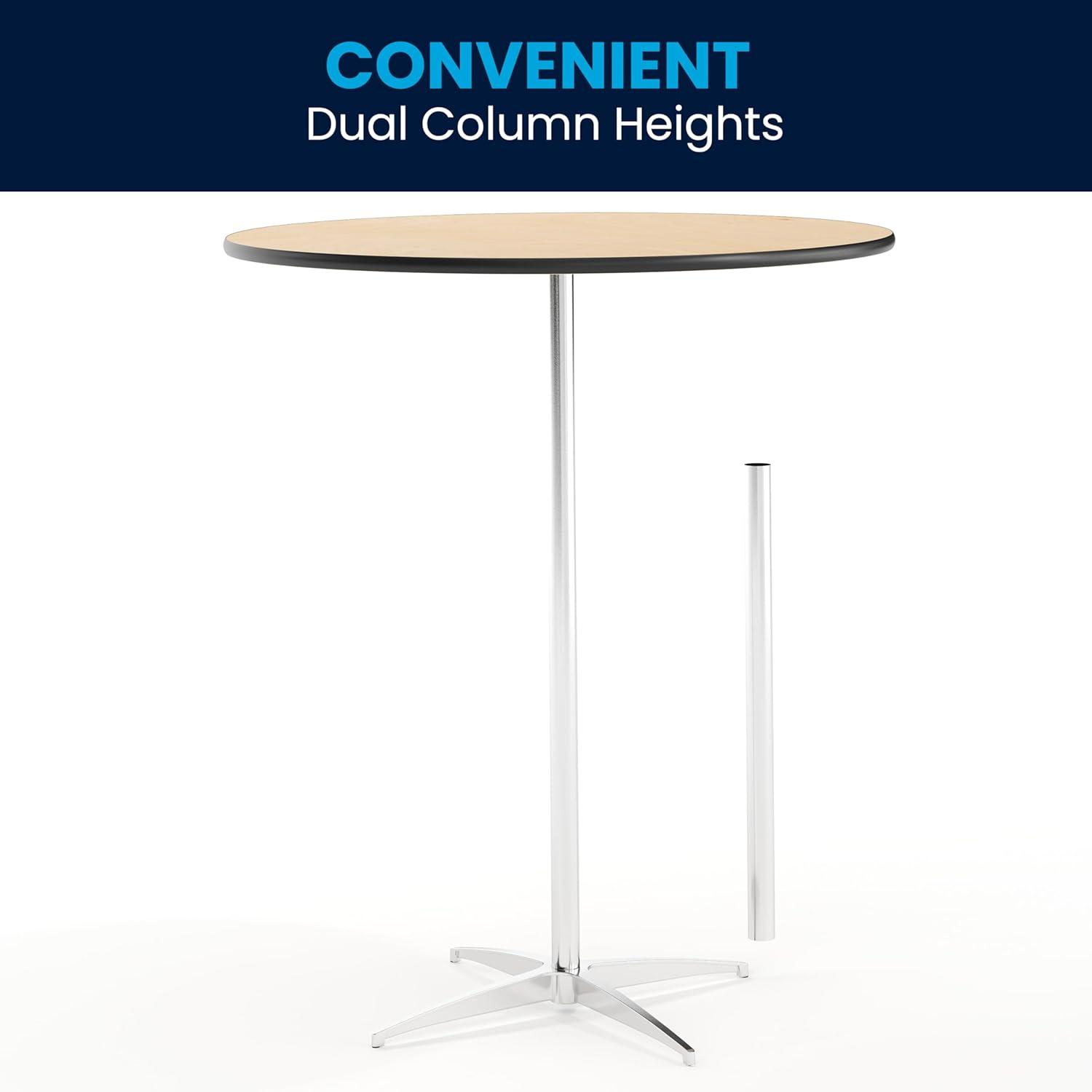 imageFlash Furniture Lars 36 Round Wood Cocktail Table with 30 and 42 Columns Wood Bar Height Table for Commercial or Residential Use NaturalNatural