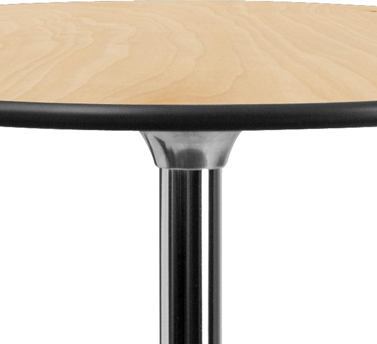 imageFlash Furniture Lars 36 Round Wood Cocktail Table with 30 and 42 Columns Wood Bar Height Table for Commercial or Residential Use NaturalNatural
