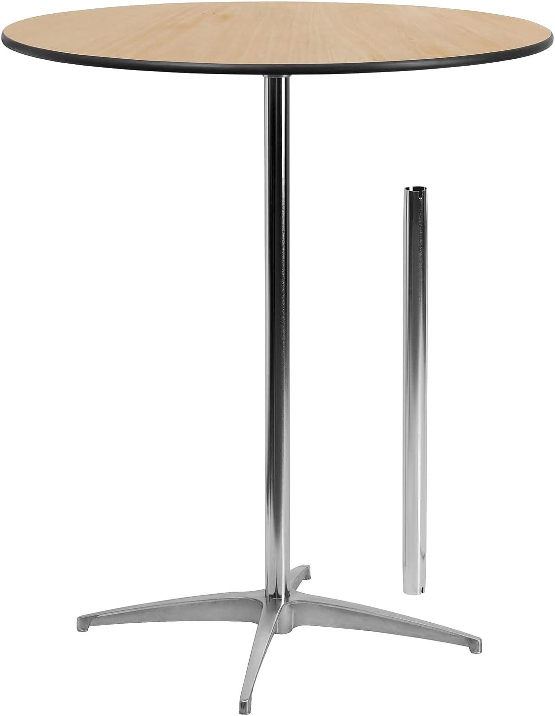 imageFlash Furniture Lars 36 Round Wood Cocktail Table with 30 and 42 Columns Wood Bar Height Table for Commercial or Residential Use NaturalNatural