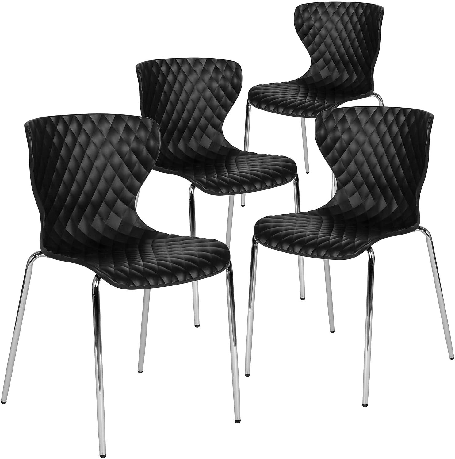 imageFlash Furniture Lowell Contemporary Design Citrus Green Plastic Stack ChairBlack