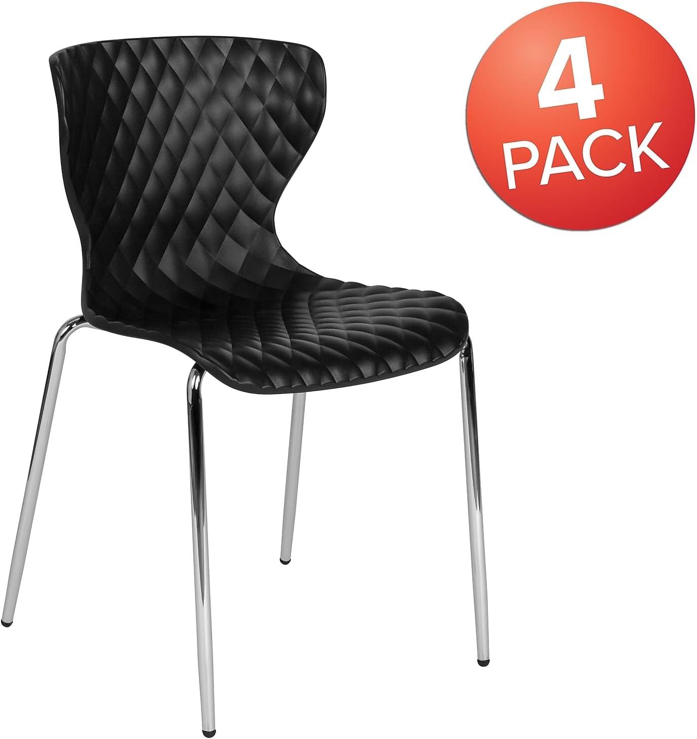imageFlash Furniture Lowell Contemporary Design Citrus Green Plastic Stack ChairBlack