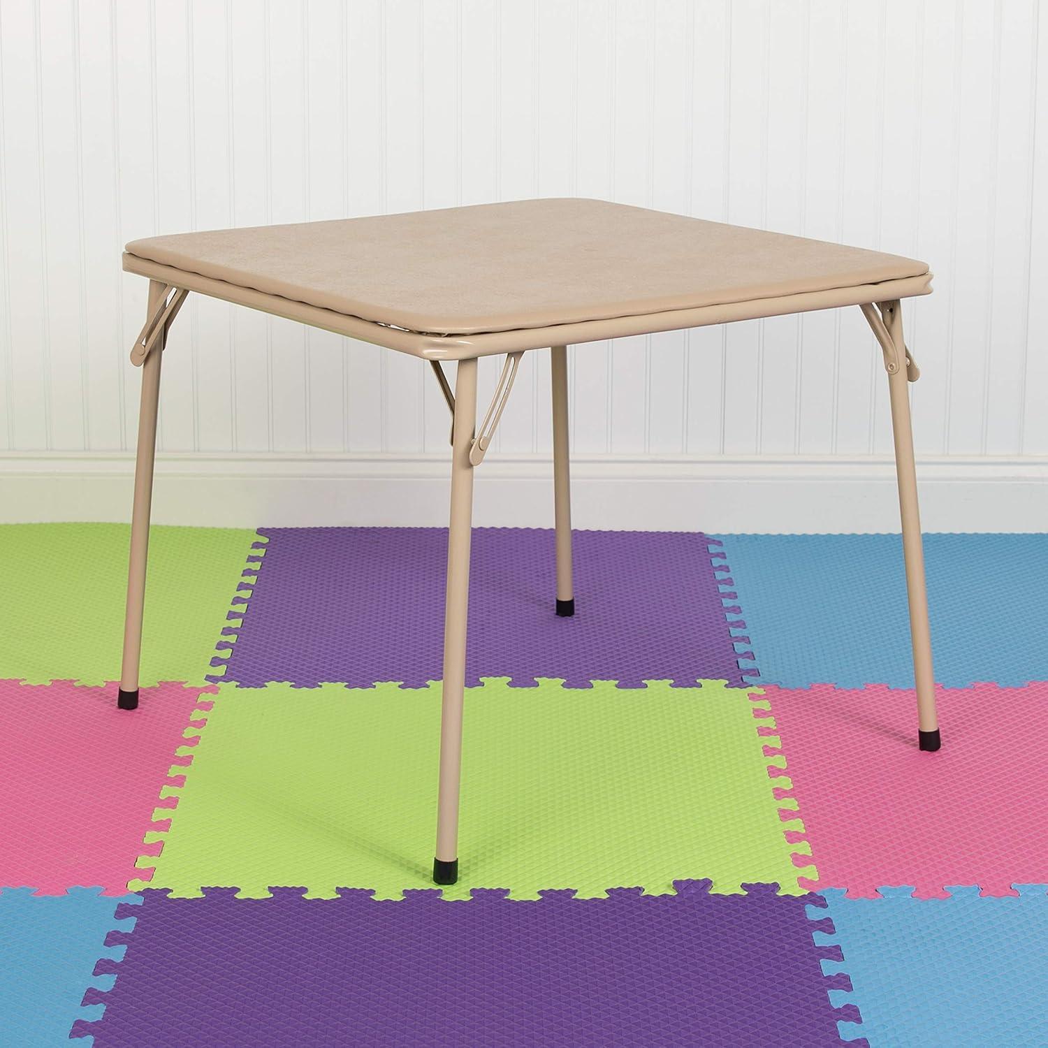 imageFlash Furniture Mindy Kids 3Piece Folding Square Table and Chairs Set for Daycare and Classrooms Childrens Activity TableChairs Set MulticolorTan