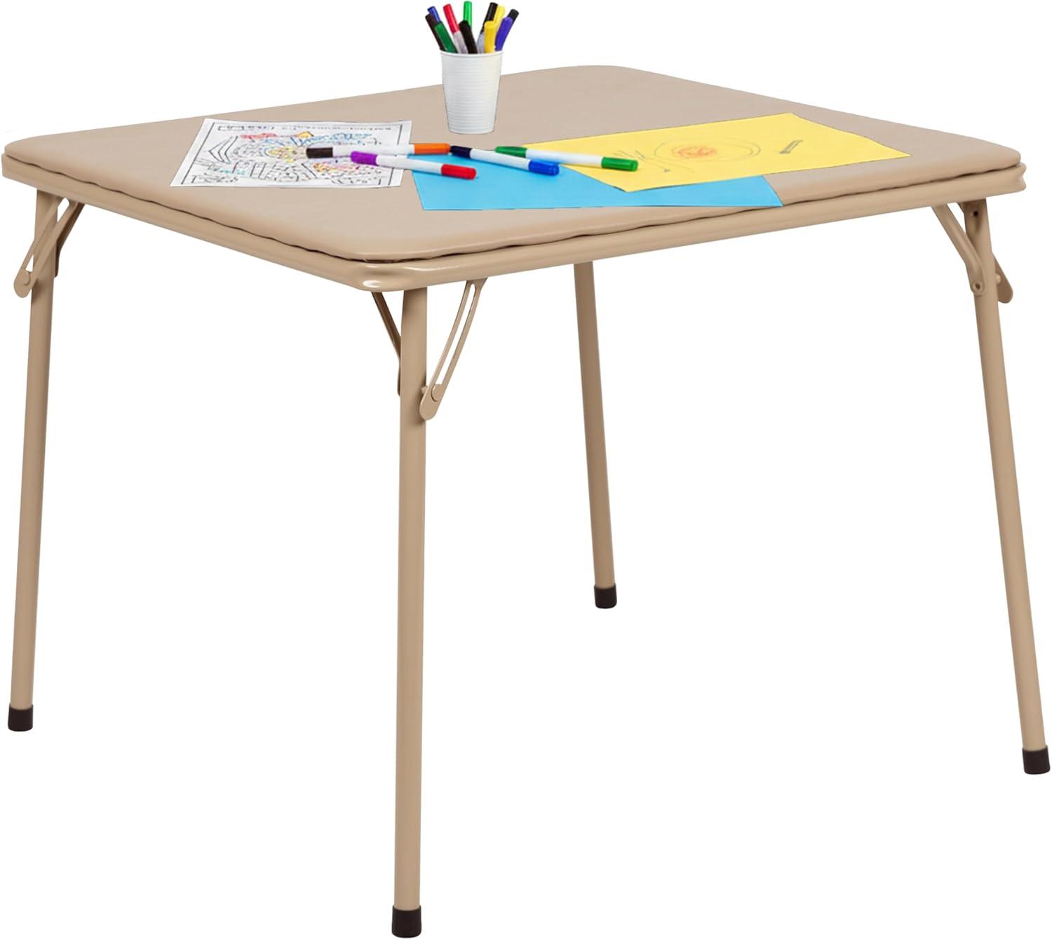 imageFlash Furniture Mindy Kids 3Piece Folding Square Table and Chairs Set for Daycare and Classrooms Childrens Activity TableChairs Set MulticolorTan