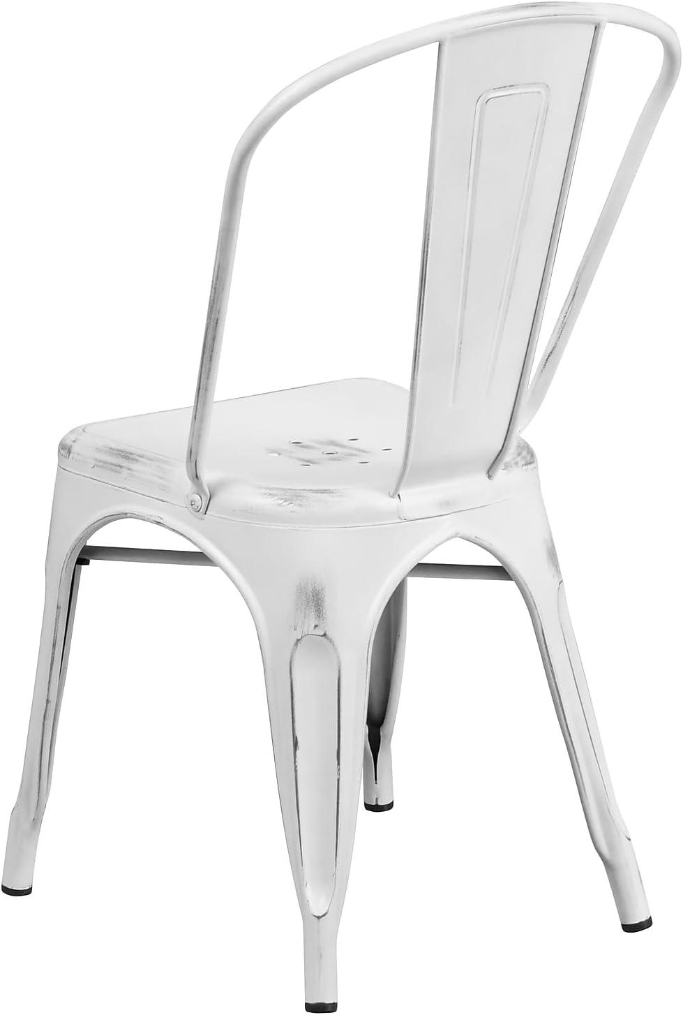 imageFlash Furniture Perry Commercial Grade BlackAntique Gold Metal IndoorOutdoor Stackable ChairDistressed White