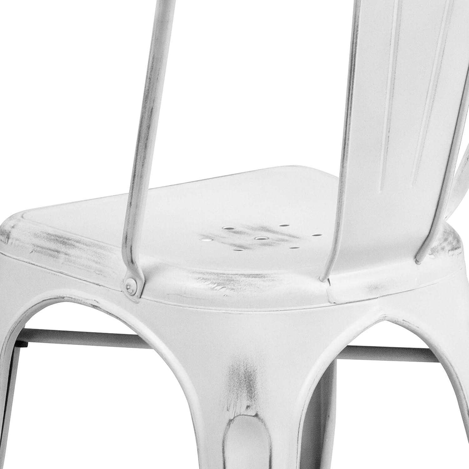 imageFlash Furniture Perry Commercial Grade BlackAntique Gold Metal IndoorOutdoor Stackable ChairDistressed White