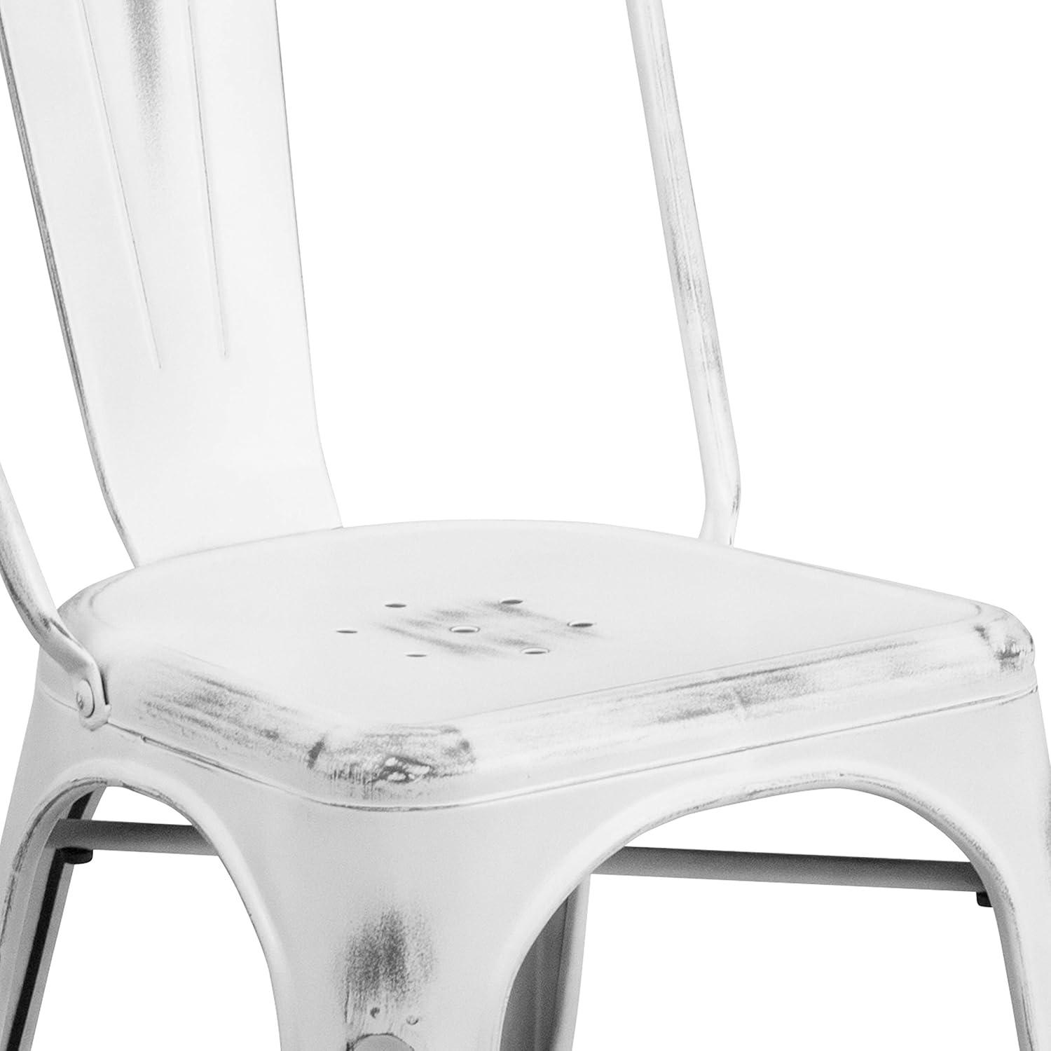 imageFlash Furniture Perry Commercial Grade BlackAntique Gold Metal IndoorOutdoor Stackable ChairDistressed White