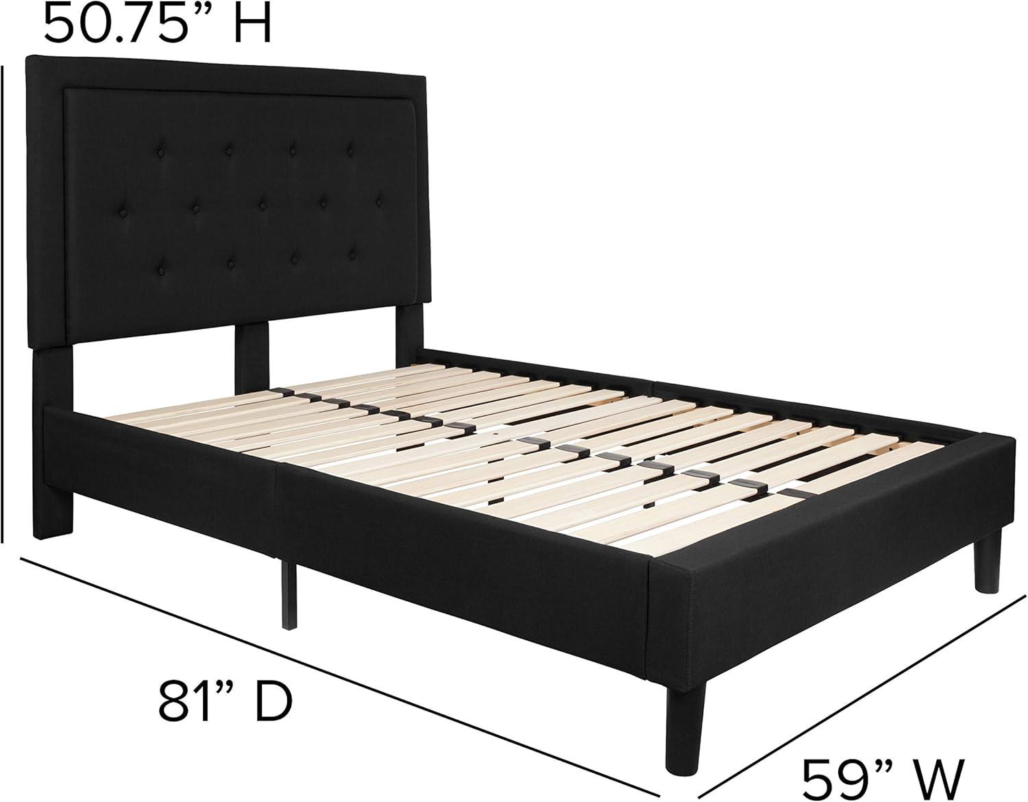 imageFlash Furniture Roxbury King Size Tufted Upholstered Platform Bed in Beige FabricBlack