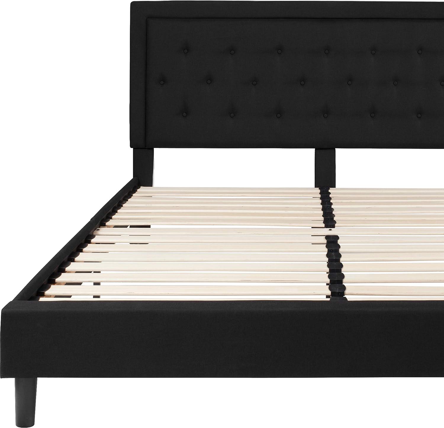 imageFlash Furniture Roxbury King Size Tufted Upholstered Platform Bed in Beige FabricBlack
