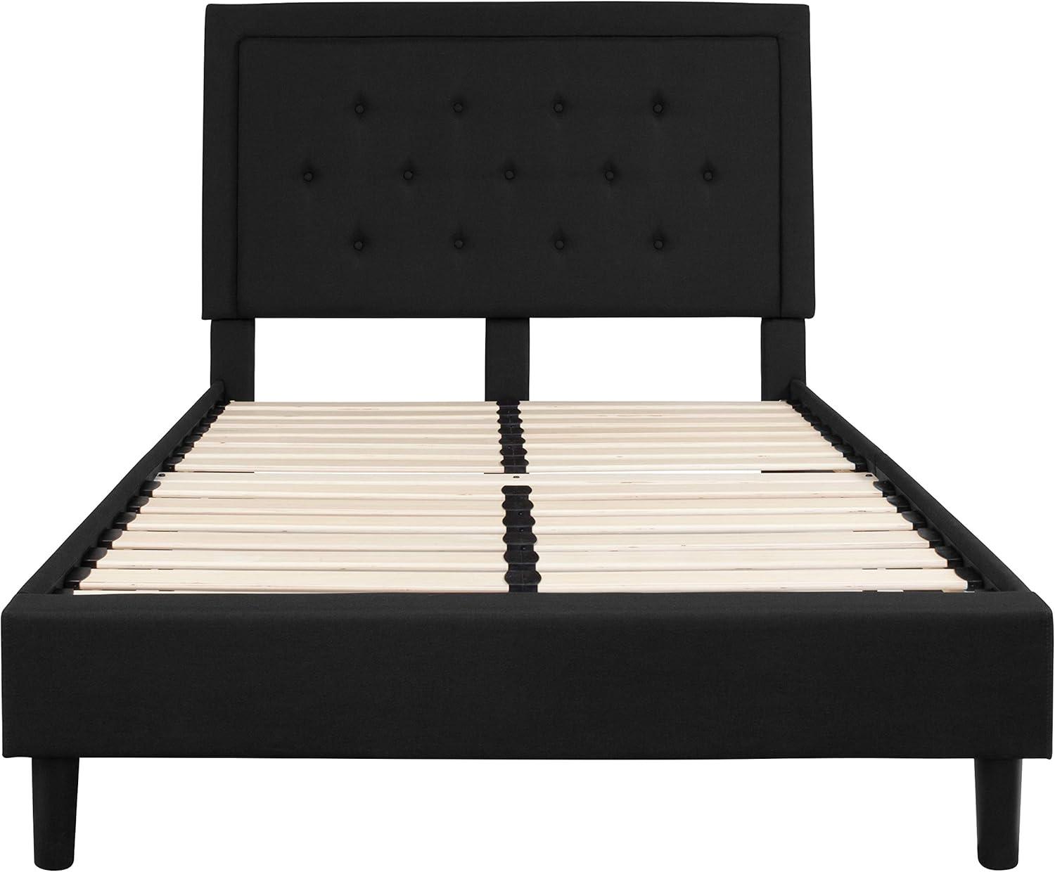imageFlash Furniture Roxbury King Size Tufted Upholstered Platform Bed in Beige FabricBlack
