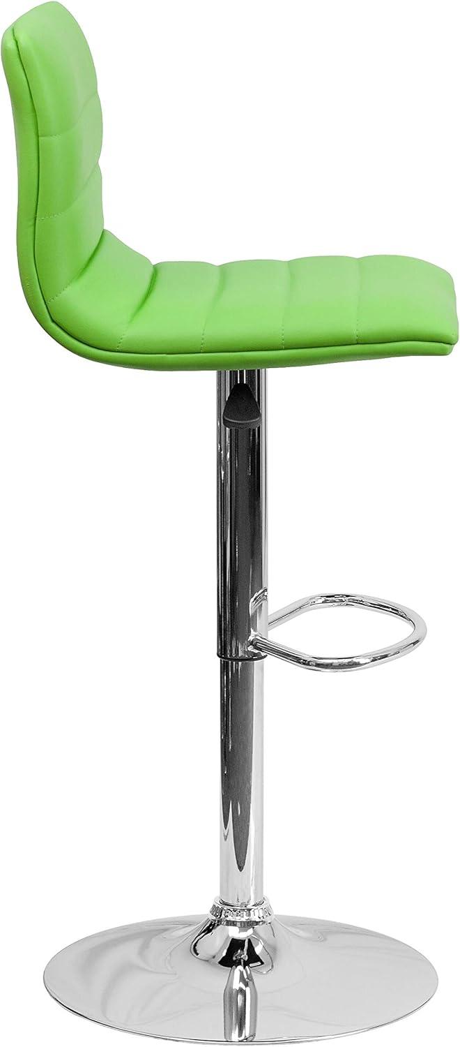 imageFlash Furniture Vincent Modern Adjustable Height Barstool with Footrest and Padded MidBack Upholstered Vinyl BarCounter Height Stool WhiteChromeGreen