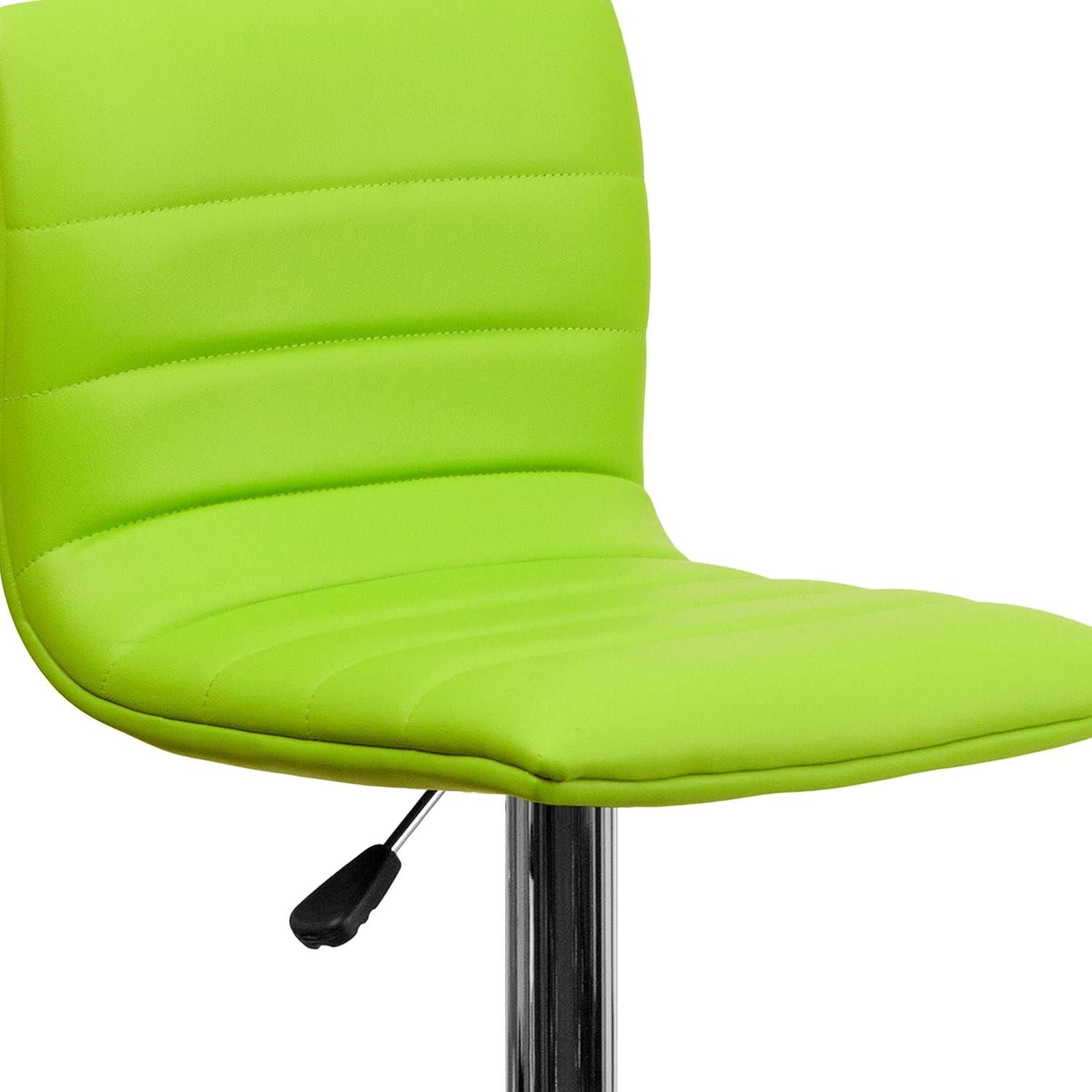 imageFlash Furniture Vincent Modern Adjustable Height Barstool with Footrest and Padded MidBack Upholstered Vinyl BarCounter Height Stool WhiteChromeGreen