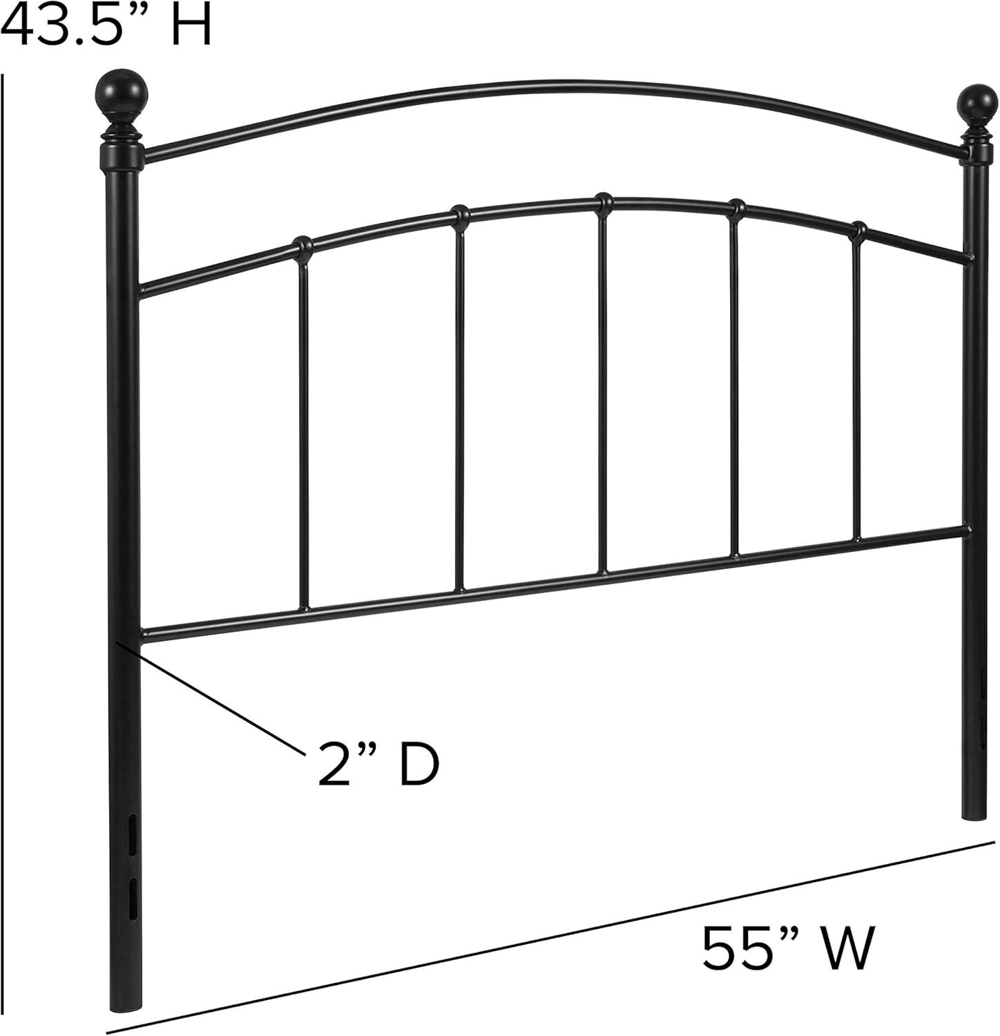 imageFlash Furniture Woodstock Decorative Black Metal Queen Size Open Slat Headboard with Round PostsBlack