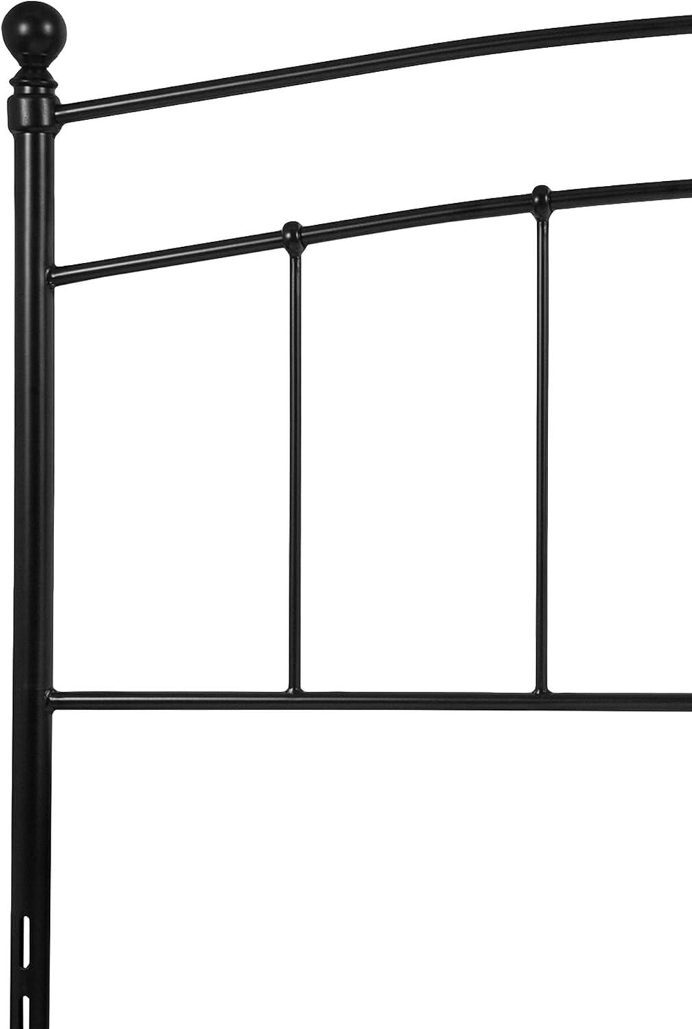 imageFlash Furniture Woodstock Decorative Black Metal Queen Size Open Slat Headboard with Round PostsBlack