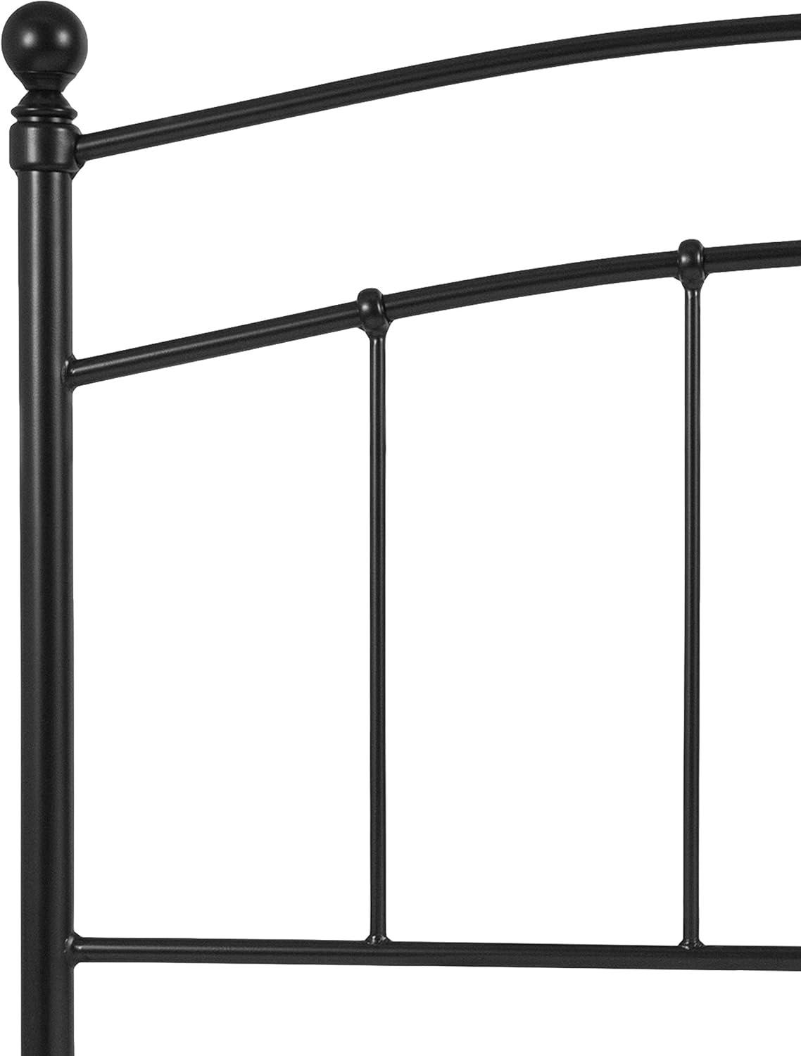 imageFlash Furniture Woodstock Decorative Black Metal Queen Size Open Slat Headboard with Round PostsBlack