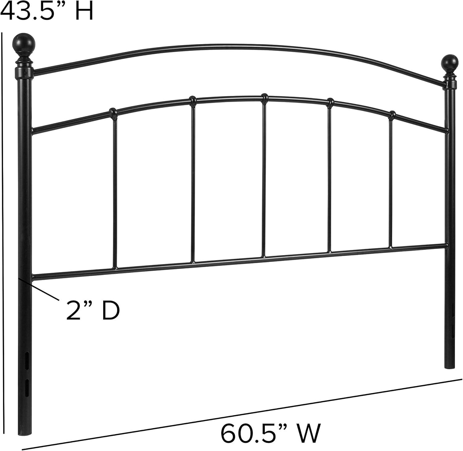 imageFlash Furniture Woodstock Decorative Black Metal Queen Size Open Slat Headboard with Round PostsBlack