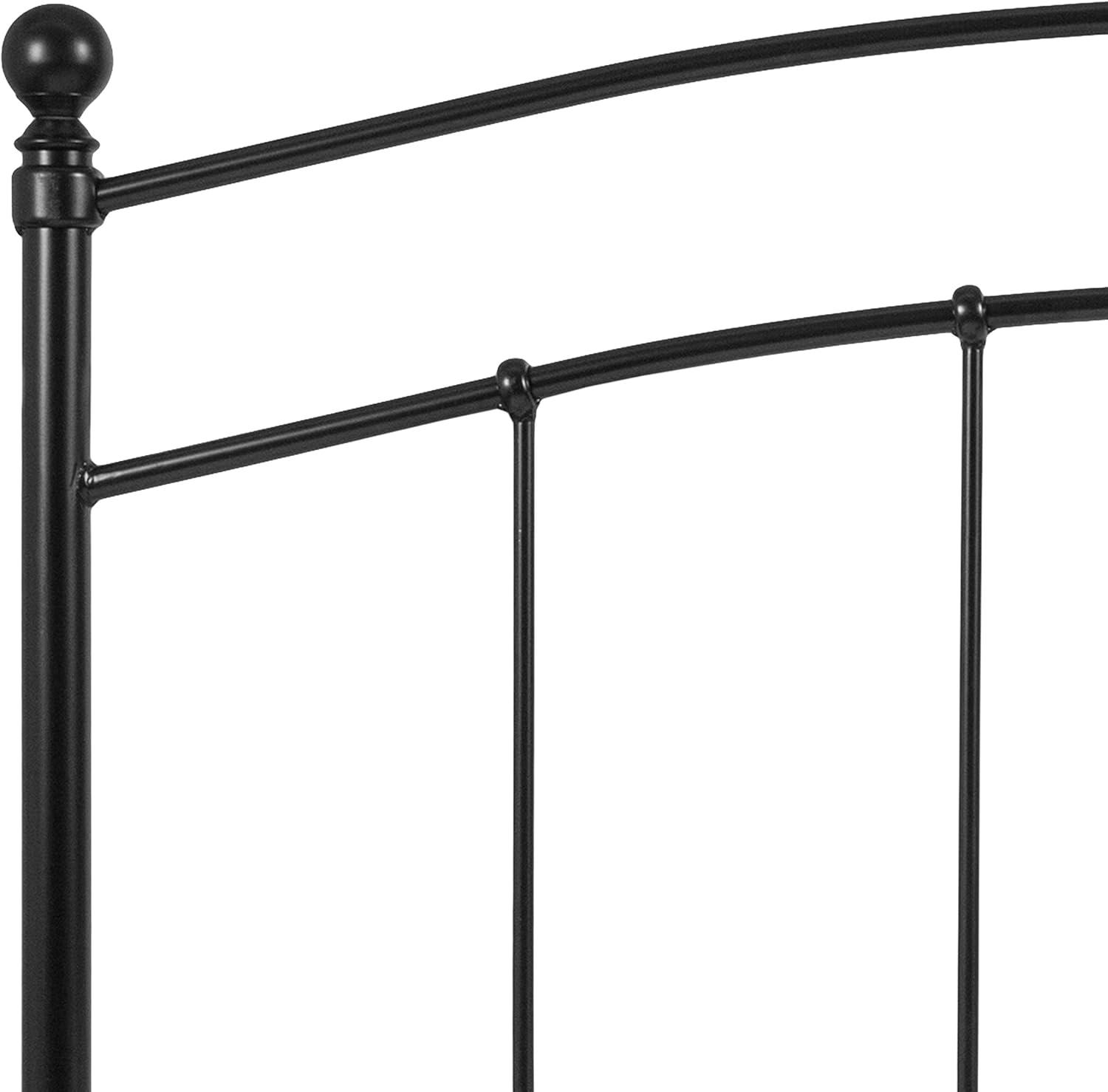 imageFlash Furniture Woodstock Decorative Black Metal Queen Size Open Slat Headboard with Round PostsBlack