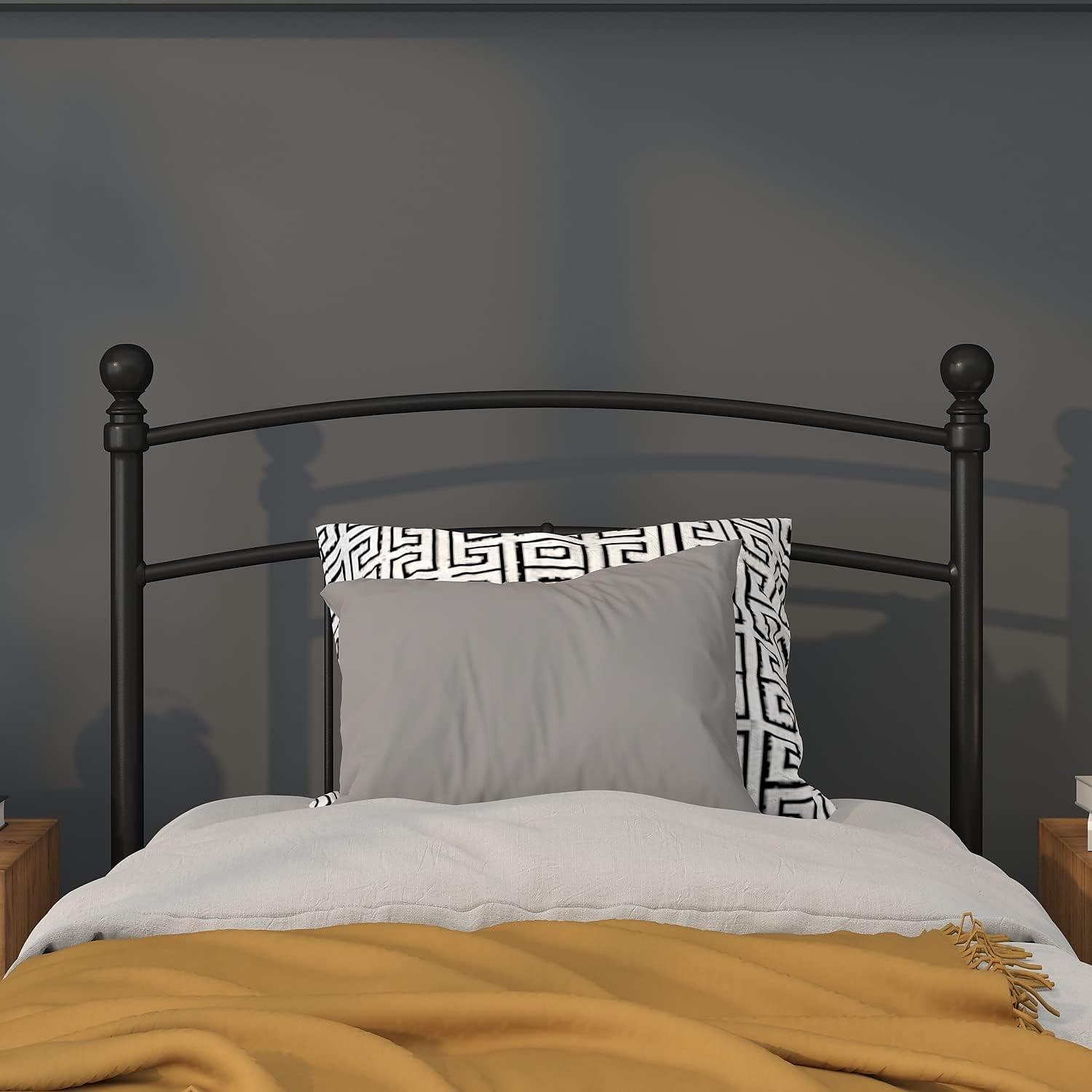imageFlash Furniture Woodstock Decorative Black Metal Queen Size Open Slat Headboard with Round PostsBlack