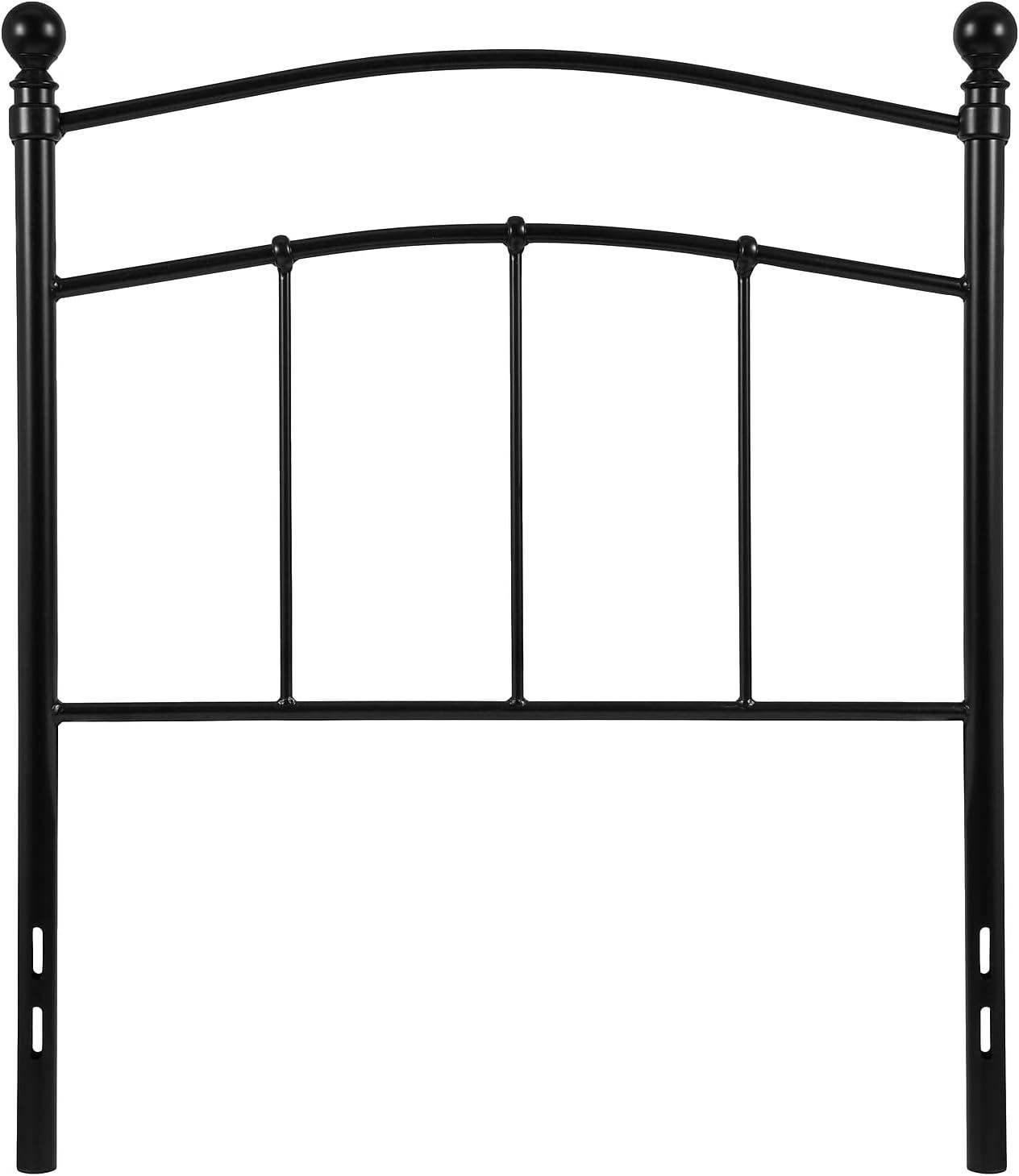 imageFlash Furniture Woodstock Decorative Black Metal Queen Size Open Slat Headboard with Round PostsBlack