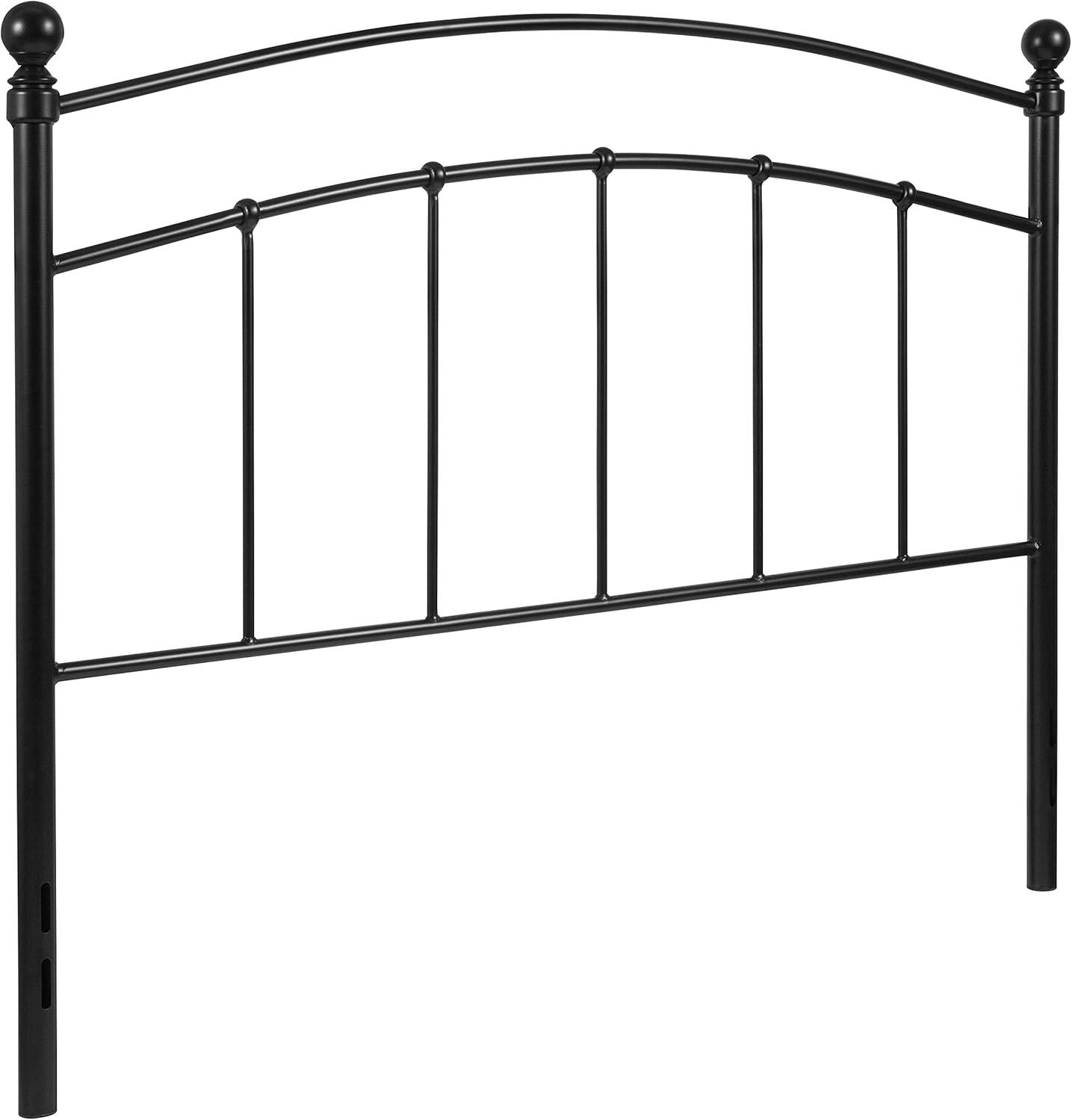imageFlash Furniture Woodstock Decorative Black Metal Queen Size Open Slat Headboard with Round PostsBlack