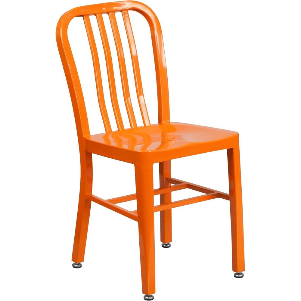 imageFlash Furniture Gael Commercial Grade 2 Pack Yellow Metal IndoorOutdoor ChairOrange