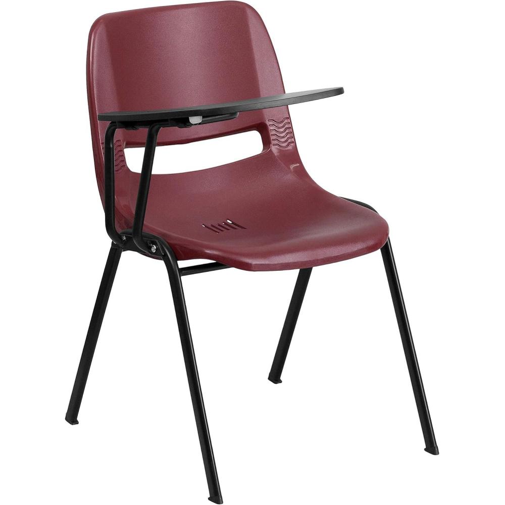 imageFlash Furniture HERCULES Series 661 lb Capacity Black Ergonomic Shell Stack Chair with Black Frame and 16 Seat HeightBurgundy