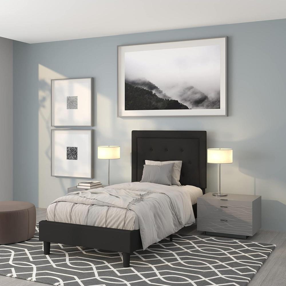 imageFlash Furniture Roxbury King Size Tufted Upholstered Platform Bed in Beige FabricBlack