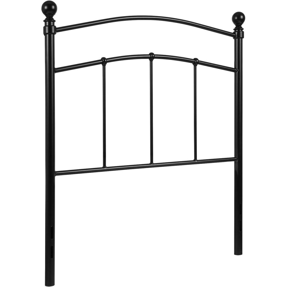 imageFlash Furniture Woodstock Decorative Black Metal Queen Size Open Slat Headboard with Round PostsBlack