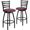 Flash Furniture 2 Pack HERCULES Series Black Ladder Back Swivel Metal Barstool – Black Vinyl Seat(Burgundy Vinyl Seat/Black Metal Frame)