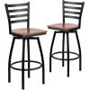 Flash Furniture 2 Pack HERCULES Series Black Ladder Back Swivel Metal Barstool – Black Vinyl Seat(Cherry Wood Seat/Black Metal Frame)