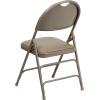Flash Furniture 4 Pack HERCULES Series Ultra-Premium Triple Braced Burgundy Fabric Metal Folding Chair with Easy-Carry Handle(Beige Vinyl/Beige Frame)