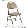 Flash Furniture 4 Pack HERCULES Series Ultra-Premium Triple Braced Burgundy Fabric Metal Folding Chair with Easy-Carry Handle(Beige Vinyl/Beige Frame)