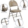 Flash Furniture 4 Pack HERCULES Series Ultra-Premium Triple Braced Burgundy Fabric Metal Folding Chair with Easy-Carry Handle(Beige Vinyl/Beige Frame)