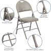 Flash Furniture 4 Pack HERCULES Series Ultra-Premium Triple Braced Burgundy Fabric Metal Folding Chair with Easy-Carry Handle(Gray Vinyl/Gray Frame)