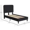 Flash Furniture Addison Queen Size Platform Bed with Fabric Upholstered Headboard, Timeless Low-Profile Queen Bed Frame with Headboard, Light Gray(Charcoal)
