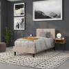 Flash Furniture Bedford Box Stitch Tufted Upholstered Twin Size Headboard in Black Fabric(Beige)
