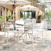 Flash Furniture Bridgeport Slat Back Patio Chair with Contoured Seat, Commercial All-Weather Stacking Resin Chair, UV Resistant, Indoor-Outdoor, Black, Set of 4(White)
