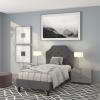 Flash Furniture Brighton Twin Size Tufted Upholstered Platform Bed in Light Gray Fabric(Dark Gray)