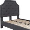 Flash Furniture Brighton Twin Size Tufted Upholstered Platform Bed in Light Gray Fabric(Dark Gray)