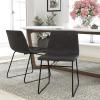 Flash Furniture Butler 18″ LeatherSoft Dining Table Height Chairs, Mid-Century Modern Bucket Style Dining Chairs, Set of 2, Light Gray/Gold(Gray Leathersoft/Black Frame)