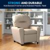 Flash Furniture Chandler LeatherSoft Kids Recliner with Cup Holder and Safety Recline, Contemporary Reclining Chair for Kids, Supports up to 90 lbs., Black(Beige Vinyl)