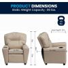 Flash Furniture Chandler LeatherSoft Kids Recliner with Cup Holder and Safety Recline, Contemporary Reclining Chair for Kids, Supports up to 90 lbs., Black(Beige Vinyl)