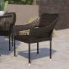 Flash Furniture Ethan Commercial Grade Patio Chair, All Weather PE Rattan Wicker Stacking Patio Dining Chair, Set of 2, Gray(Espresso)
