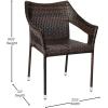 Flash Furniture Ethan Commercial Grade Patio Chair, All Weather PE Rattan Wicker Stacking Patio Dining Chair, Set of 2, Gray(Espresso)