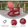 Flash Furniture Finn Modern Commercial Grade Poly Resin Wood Adirondack Rocking Chair – All Weather Red Polystyrene – Dual Slat Back – Stainless Steel Hardware(Red)