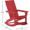 Flash Furniture Finn Modern Commercial Grade Poly Resin Wood Adirondack Rocking Chair – All Weather Red Polystyrene – Dual Slat Back – Stainless Steel Hardware(Red)