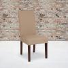 Flash Furniture Greenwich Series Black LeatherSoft Upholstered Panel Back Mid-Century Parsons Dining Chair(Beige Fabric)