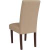 Flash Furniture Greenwich Series Black LeatherSoft Upholstered Panel Back Mid-Century Parsons Dining Chair(Beige Fabric)