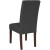 Flash Furniture Greenwich Series Black LeatherSoft Upholstered Panel Back Mid-Century Parsons Dining Chair(Gray Fabric)